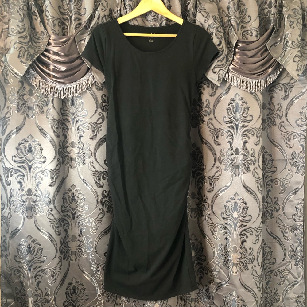 Black MIDI Stretch Maternity Dress, Small